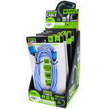 Charging Cable Indestructible Assortment 10FT 2.4 Amp - 6 Pieces Per Retail Ready Display 88294