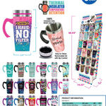 16 oz Travel Mug Assortment Floor Display - 24 Pieces Per Retail Ready Display 88313 NOVELTY INC