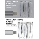 10FT Charging Cable Refill Kit Assortment - 24 Pieces Per Pack 88342