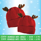 Christmas Reindeer Hat Assortment Floor Display- 42 Pieces Per Retail Ready Display 88361