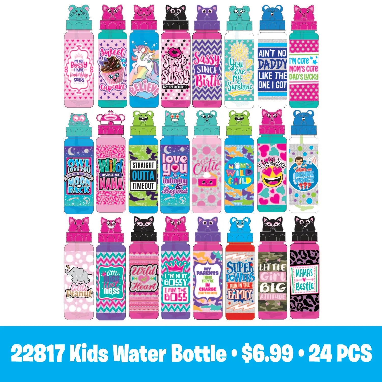 Water Bottle and Plush Assortment Floor Display - 30 Pieces Per Retail Ready Display 88363 KIPP BROTHERS
