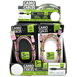 Charging Cable Camo Assortment 3FT - 12 Pieces Per Retail Ready Display 88457