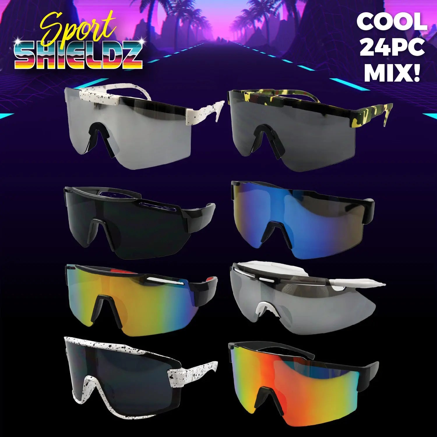 Sunglasses Sport Shieldz Assortment Floor Display - 24 Pieces Per Retail Ready Display 88443 DRIVER'S EDGE