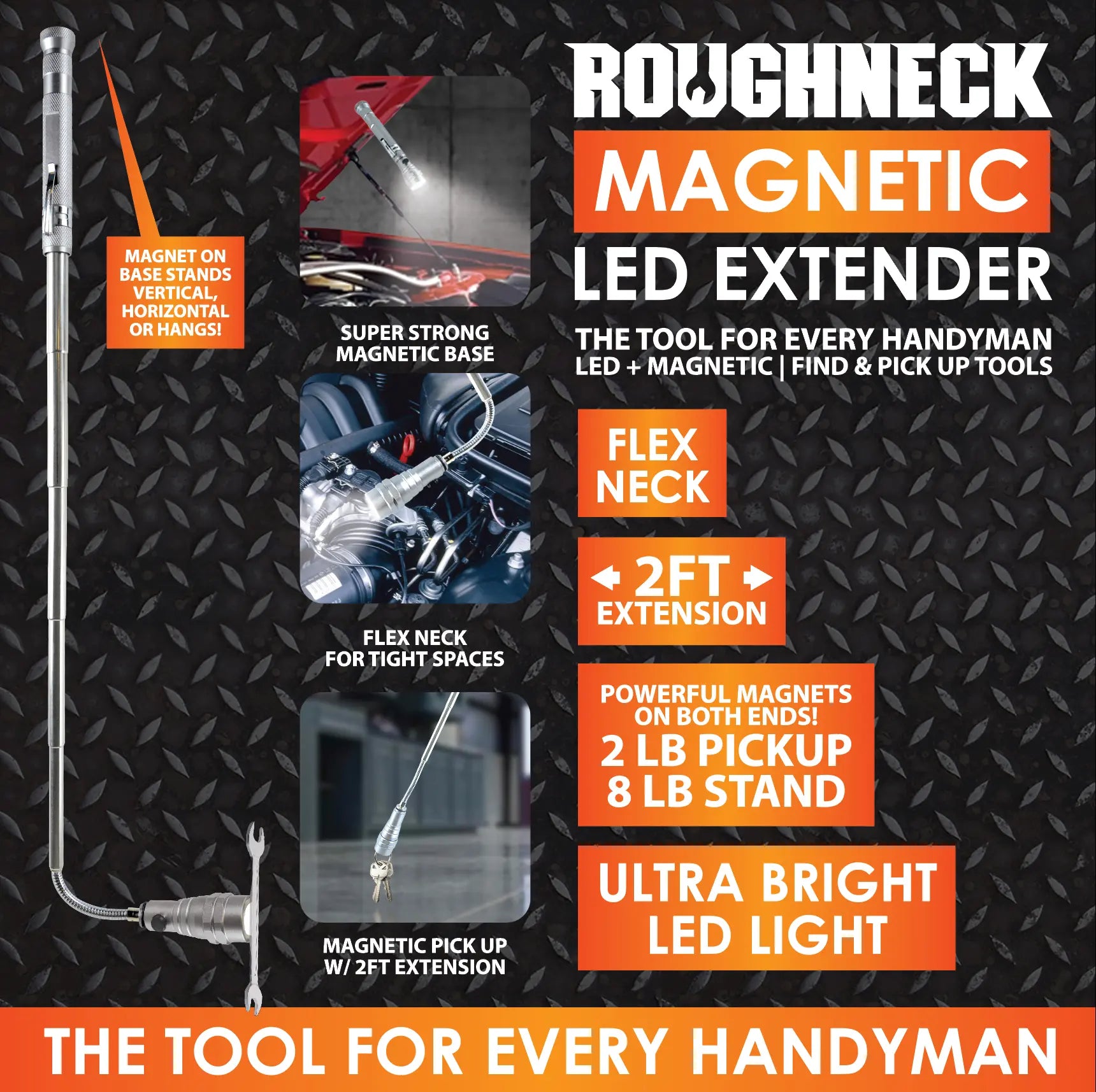 LED Flashlight Extender Tool with Magnetic Stand - 6 Pieces Per Retail Ready Display 23157 ROUGHNECK