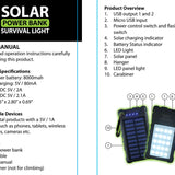 Rechargeable Solar Power Bank with LED Survival Light - 4 Pieces Per Retail Ready Display 23517