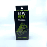 Wireless 3 in 1 Charging Station 15 Watts - 4 Pieces Per Retail Ready Display 22827 GADGET GEAR