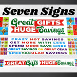Merchandising Fixture - 3' Merchandising 7 Sign Set 976040 NOVELTY INC