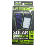 Rechargeable Solar Power Bank with LED Survival Light - 4 Pieces Per Retail Ready Display 23517